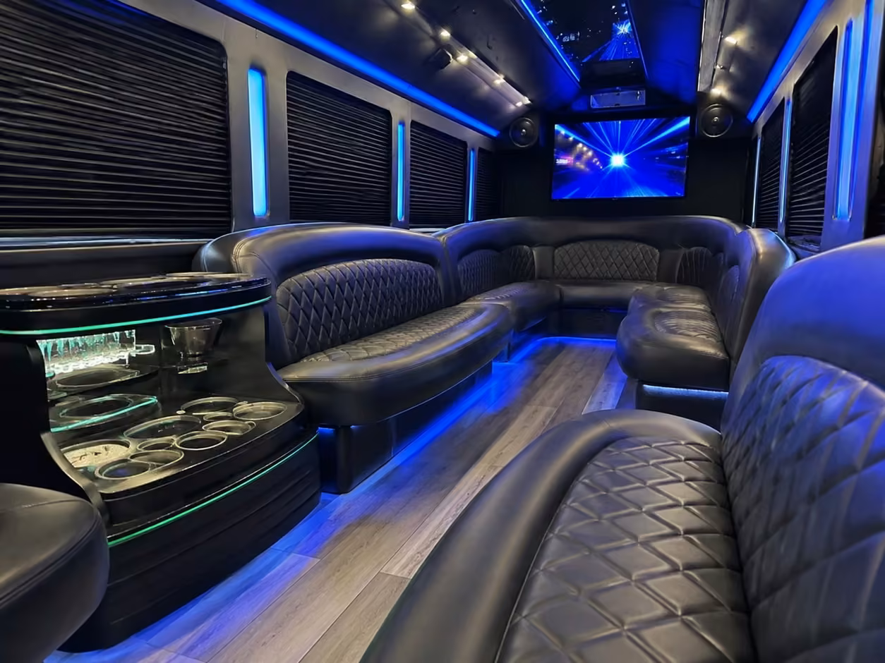 15 passenger party bus interior
